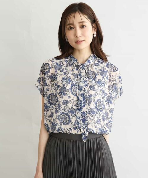 MK MICHEL KLEIN / エムケーミッシェルクラン シャツ・ブラウス | [洗える]更紗プリント花柄シフォンブラウス/前後2way | 詳細8