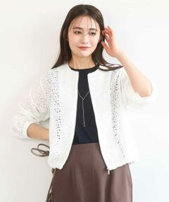 MK MICHEL KLEIN / エムケーミッシェルクラン その他アウター | 花柄ラッセルレースジップアップブルゾン/洗える