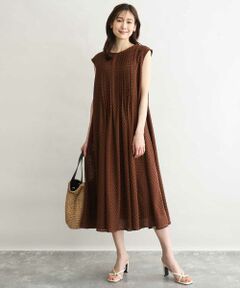 MK MICHEL KLEIN / エムケーミッシェルクラン ロング・マキシ丈ワンピース | [洗える]幾何柄レースAラインワンピース