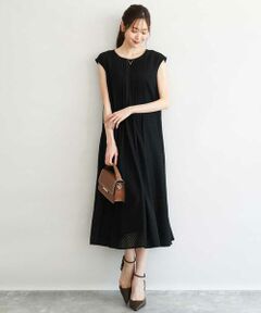 [洗える]幾何柄レースAラインワンピース