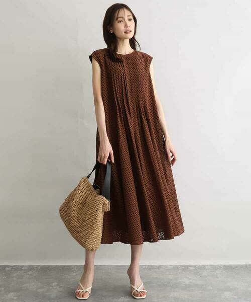 MK MICHEL KLEIN / エムケーミッシェルクラン ロング・マキシ丈ワンピース | [洗える]幾何柄レースAラインワンピース | 詳細5