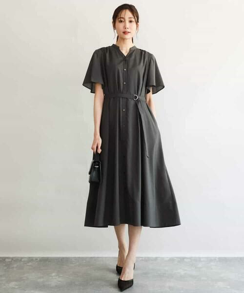 MK MICHEL KLEIN / エムケーミッシェルクラン ロング・マキシ丈ワンピース | [洗える]フレアースリーブ ベルト付きワンピース | 詳細1