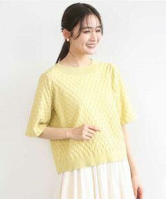 MK MICHEL KLEIN / エムケーミッシェルクラン ニット・セーター | ブロック調クロップド丈ニット/UVカット/洗える