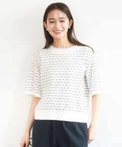 MK MICHEL KLEIN / エムケーミッシェルクラン ニット・セーター | ブロック調クロップド丈ニット/UVカット/洗える