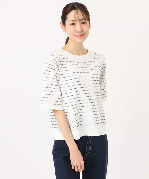 MK MICHEL KLEIN / エムケーミッシェルクラン ニット・セーター | ブロック調クロップド丈ニット/UVカット/洗える | 詳細12