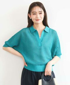 MK MICHEL KLEIN / エムケーミッシェルクラン ニット・セーター | レーシー柄編み衿付きニット/洗える