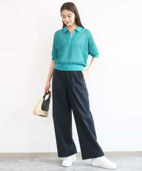 MK MICHEL KLEIN / エムケーミッシェルクラン ニット・セーター | レーシー柄編み衿付きニット/洗える | 詳細12