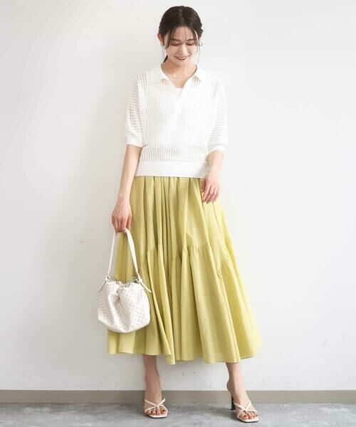 MK MICHEL KLEIN / エムケーミッシェルクラン ニット・セーター | レーシー柄編み衿付きニット/洗える | 詳細2