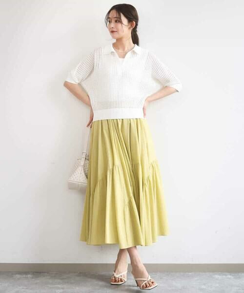 MK MICHEL KLEIN / エムケーミッシェルクラン ニット・セーター | レーシー柄編み衿付きニット/洗える | 詳細3