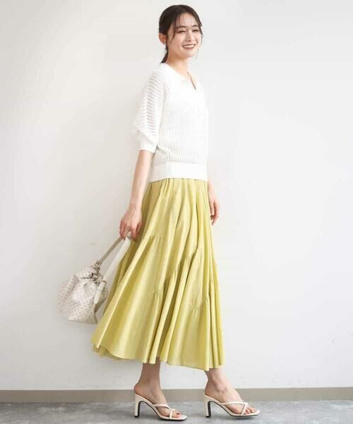 MK MICHEL KLEIN / エムケーミッシェルクラン ニット・セーター | レーシー柄編み衿付きニット/洗える | 詳細4