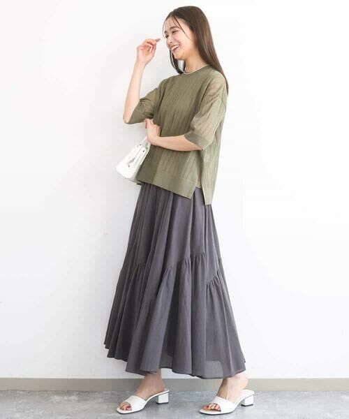 MK MICHEL KLEIN / エムケーミッシェルクラン ニット・セーター | ワイドリブシアーニット×タンクトップ ツインセット/洗える | 詳細3