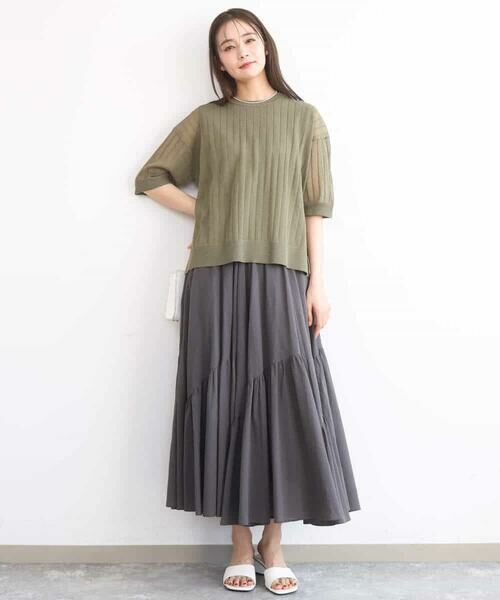 MK MICHEL KLEIN / エムケーミッシェルクラン ニット・セーター | ワイドリブシアーニット×タンクトップ ツインセット/洗える | 詳細4