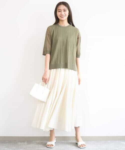 MK MICHEL KLEIN / エムケーミッシェルクラン ニット・セーター | ワイドリブシアーニット×タンクトップ ツインセット/洗える | 詳細5