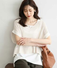 MK MICHEL KLEIN / エムケーミッシェルクラン ニット・セーター | [洗える]メッシュ編みニットベスト×タンクトップ ツインセット