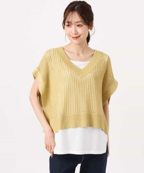 MK MICHEL KLEIN / エムケーミッシェルクラン ニット・セーター | [洗える]メッシュ編みニットベスト×タンクトップ ツインセット | 詳細13