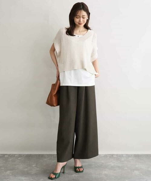 MK MICHEL KLEIN / エムケーミッシェルクラン ニット・セーター | [洗える]メッシュ編みニットベスト×タンクトップ ツインセット | 詳細7