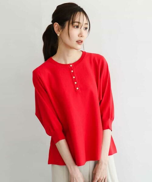 MK MICHEL KLEIN / エムケーミッシェルクラン ニット・セーター | [UVカット/接触冷感/洗える]金釦フレアシルエットドルマンニット | 詳細1