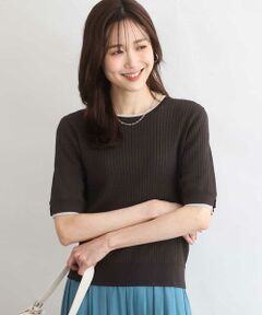 MK MICHEL KLEIN / エムケーミッシェルクラン ニット・セーター | [UVカット/洗える]ワイドリブ配色デザインニット