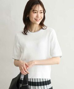 MK MICHEL KLEIN / エムケーミッシェルクラン ニット・セーター | [UVカット/洗える]ワイドリブ配色デザインニット