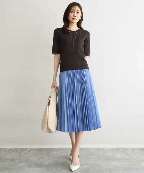 MK MICHEL KLEIN / エムケーミッシェルクラン ニット・セーター | [UVカット/洗える]ワイドリブ配色デザインニット | 詳細14