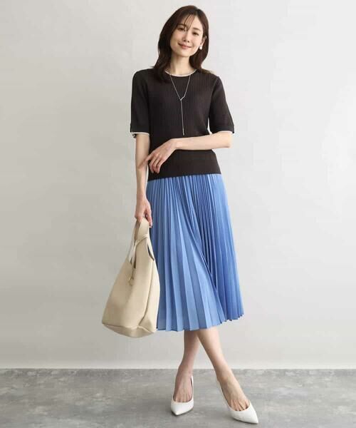 MK MICHEL KLEIN / エムケーミッシェルクラン ニット・セーター | [UVカット/洗える]ワイドリブ配色デザインニット | 詳細15