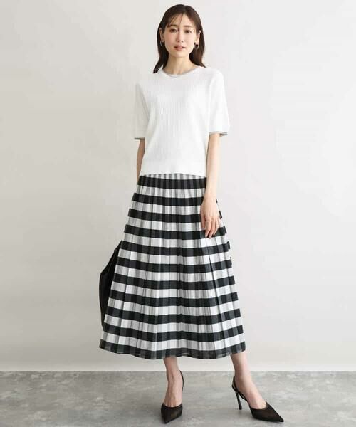 MK MICHEL KLEIN / エムケーミッシェルクラン ニット・セーター | [UVカット/洗える]ワイドリブ配色デザインニット | 詳細2