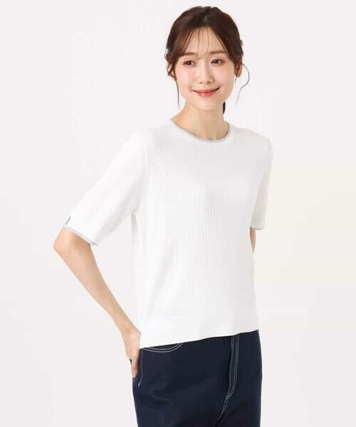 MK MICHEL KLEIN / エムケーミッシェルクラン ニット・セーター | [UVカット/洗える]ワイドリブ配色デザインニット | 詳細27