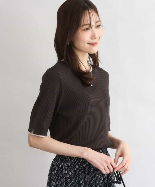 MK MICHEL KLEIN / エムケーミッシェルクラン ニット・セーター | [UVカット/洗える]ワイドリブ配色デザインニット | 詳細7