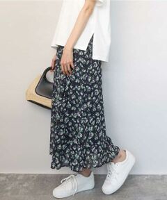 MK MICHEL KLEIN / エムケーミッシェルクラン ロング・マキシ丈スカート | 花柄シフォンスカート/洗える