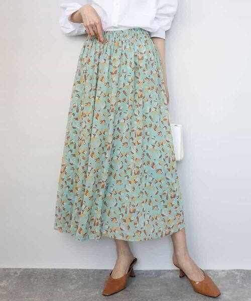 MK MICHEL KLEIN / エムケーミッシェルクラン ロング・マキシ丈スカート | 花柄シフォンスカート/洗える | 詳細1