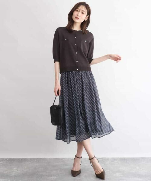 MK MICHEL KLEIN / エムケーミッシェルクラン ロング・マキシ丈スカート | [洗える]幾何柄シフォンスカート | 詳細14