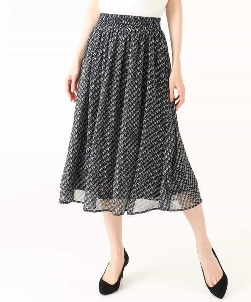 MK MICHEL KLEIN / エムケーミッシェルクラン ロング・マキシ丈スカート | [洗える]幾何柄シフォンスカート | 詳細21