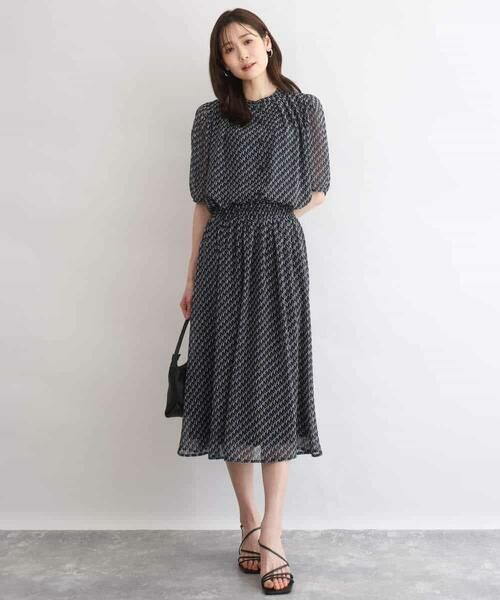 MK MICHEL KLEIN / エムケーミッシェルクラン ロング・マキシ丈スカート | [洗える]幾何柄シフォンスカート | 詳細3