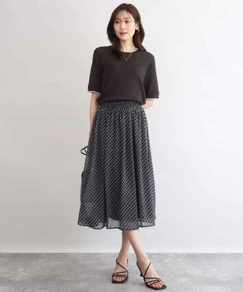MK MICHEL KLEIN / エムケーミッシェルクラン ロング・マキシ丈スカート | [洗える]幾何柄シフォンスカート | 詳細7