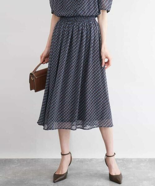 MK MICHEL KLEIN / エムケーミッシェルクラン ロング・マキシ丈スカート | [洗える]幾何柄シフォンスカート | 詳細8