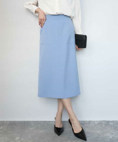 MK MICHEL KLEIN / エムケーミッシェルクラン ロング・マキシ丈スカート | ポケットデザインストレッチタイトスカート/洗える | 詳細1