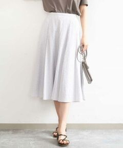 MK MICHEL KLEIN / エムケーミッシェルクラン ロング・マキシ丈スカート | シアーチェック柄フレアスカート/洗える