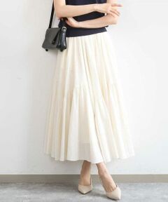 MK MICHEL KLEIN / エムケーミッシェルクラン ロング・マキシ丈スカート | コットンシフォンギャザースカート/洗える
