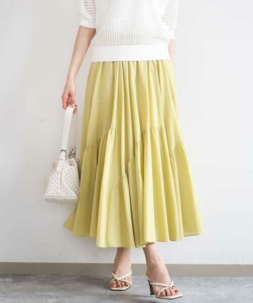 MK MICHEL KLEIN / エムケーミッシェルクラン ロング・マキシ丈スカート | コットンシフォンギャザースカート/洗える | 詳細3