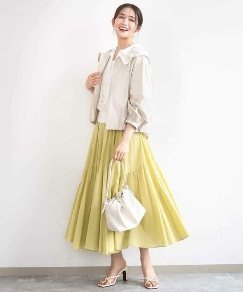 MK MICHEL KLEIN / エムケーミッシェルクラン ロング・マキシ丈スカート | コットンシフォンギャザースカート/洗える | 詳細9