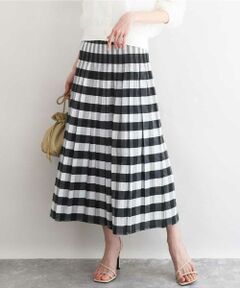 MK MICHEL KLEIN / エムケーミッシェルクラン ロング・マキシ丈スカート | [洗える]シアーチェックストライプ柄リバーシブルスカート