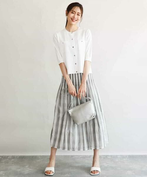 MK MICHEL KLEIN / エムケーミッシェルクラン ロング・マキシ丈スカート | [洗える]シアーチェックストライプ柄リバーシブルスカート | 詳細22