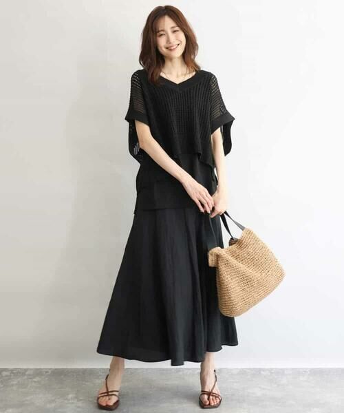 MK MICHEL KLEIN / エムケーミッシェルクラン ロング・マキシ丈スカート | [UVカット/洗える]リネン混フレアースカート | 詳細13