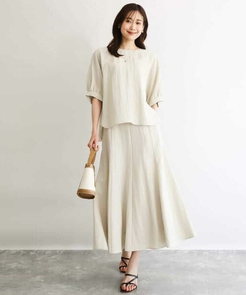 MK MICHEL KLEIN / エムケーミッシェルクラン ロング・マキシ丈スカート | [UVカット/洗える]リネン混フレアースカート | 詳細28