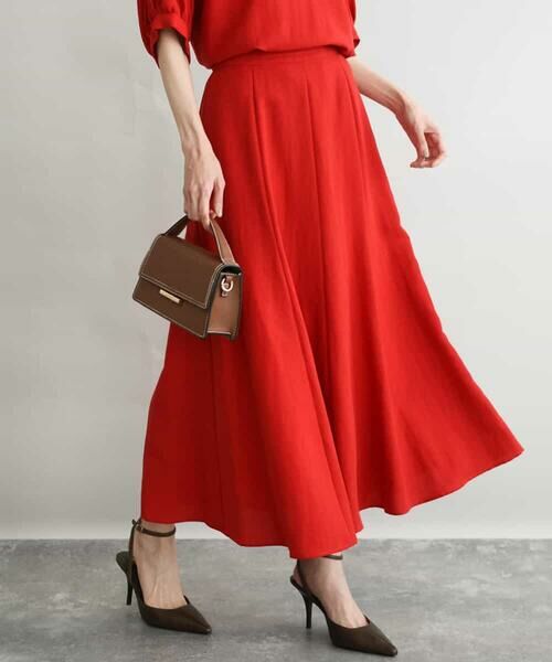 MK MICHEL KLEIN / エムケーミッシェルクラン ロング・マキシ丈スカート | [UVカット/洗える]リネン混フレアースカート | 詳細3