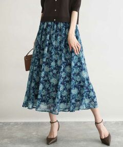 MK MICHEL KLEIN / エムケーミッシェルクラン ロング・マキシ丈スカート | [洗える]更紗プリント花柄シフォンスカート