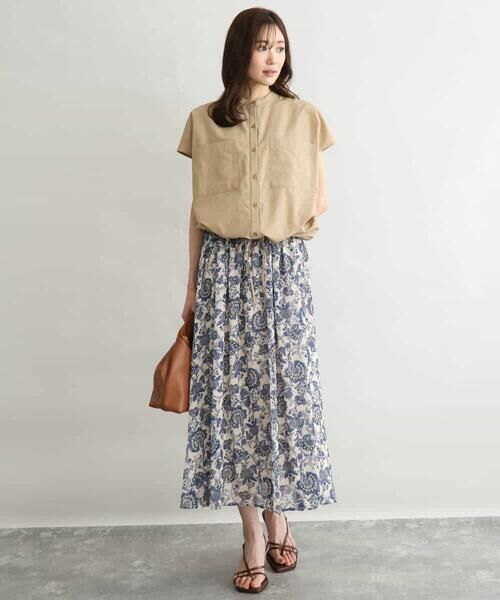 MK MICHEL KLEIN / エムケーミッシェルクラン ロング・マキシ丈スカート | [洗える]更紗プリント花柄シフォンスカート | 詳細12