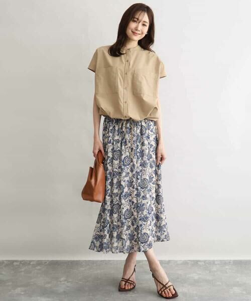 MK MICHEL KLEIN / エムケーミッシェルクラン ロング・マキシ丈スカート | [洗える]更紗プリント花柄シフォンスカート | 詳細14