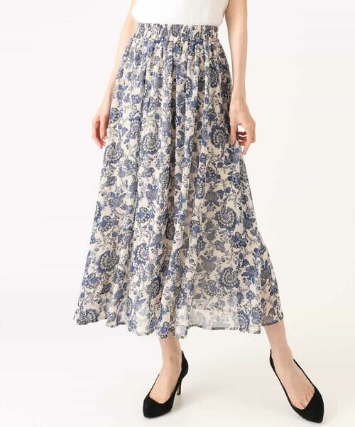 MK MICHEL KLEIN / エムケーミッシェルクラン ロング・マキシ丈スカート | [洗える]更紗プリント花柄シフォンスカート | 詳細21