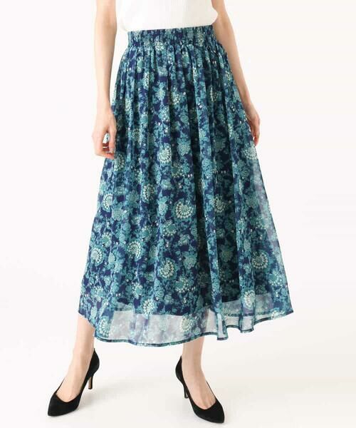 MK MICHEL KLEIN / エムケーミッシェルクラン ロング・マキシ丈スカート | [洗える]更紗プリント花柄シフォンスカート | 詳細27